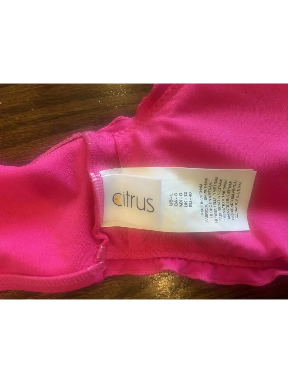 Citrus Pink Bikini Top - Size Large - Picture 3 of 3